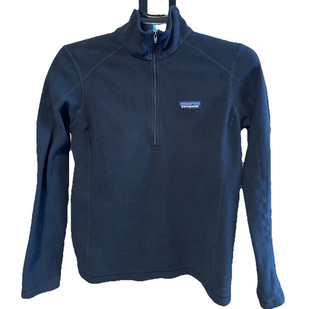 Patagonia Womens M Black Micro Fleece 1/4 Zip Pullover Outdoors Hiking Gorpcore